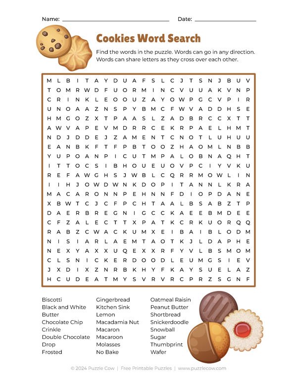 cookies word search preview