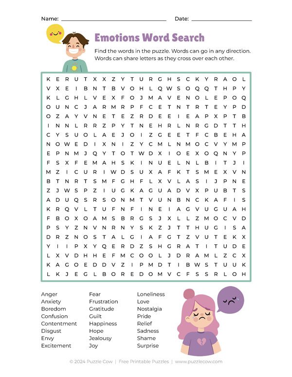 emotions word search preview