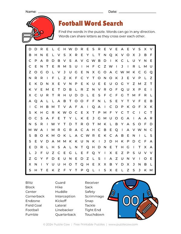 football word search preview